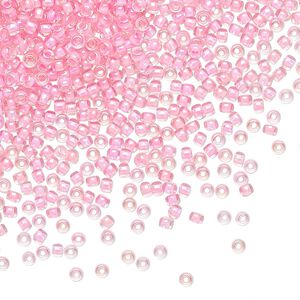 Seed bead, TOHO BEADS&reg;, glass, pkg/7.5g, #11 round, opaque rainbow hot pink-lined crystal clear (TR-11-191B).