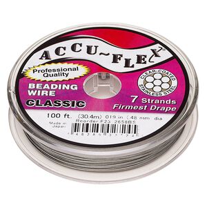 Beading wire, Accu-Flex&reg;, nylon and stainless steel, clear, 7 strand, 0.019-inch diameter. Sold per 100-foot spool.