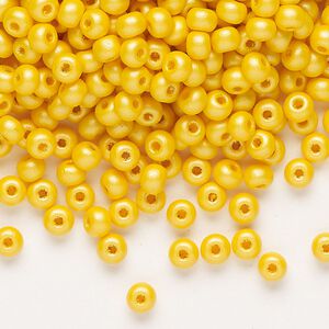 Seed bead, Preciosa Ornela Czech glass, pkg/500g, #6 rocaille, opaque PermaLux dyed dark yellow chalkwhite, (22002).