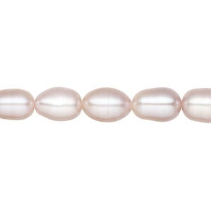 Freshwater pearl 1pkg1 rice, 14 inch mauve / peach / silver peacock 6-7mm cultured