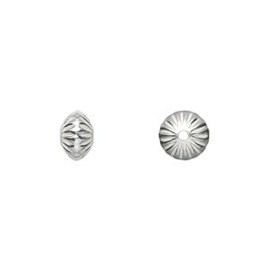 Bead 1pkg20 sterling silver, 8x5mm corrugated saucer