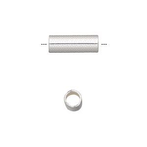 Bead 1pkg10 silver-finished, 15x5mm tube / diamond, steel