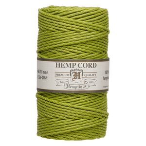 Cord, Hemptique&reg;, polished hemp, lime green, 1.8mm, 48-pound test. Sold per 205-foot spool.