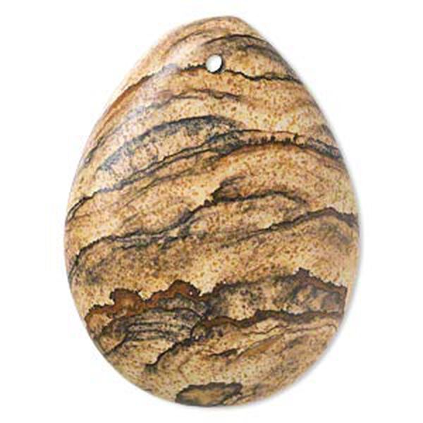 Picture jasper 1pkg1, hand-cut flat back teardrop focal natural 50x37mm image number 0