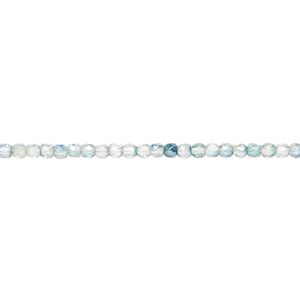 Bead, Czech fire-polished glass, two-tone transparent green and teal, 2mm faceted round. Sold per pkg of 1,200 (1 mass).