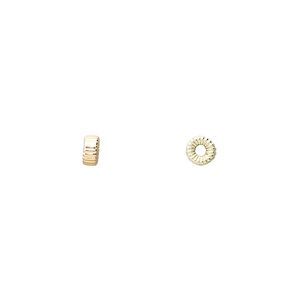 Bead 1pkg4 14Kt gold-filled, 4x2mm corrugated rondelle