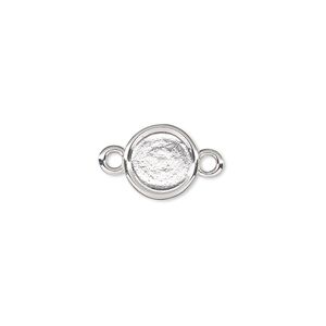 Link, Almost Instant Jewelry&reg;, silver-plated "pewter" (zinc-based alloy), 10.5mm flat round with SS40 rose setting. Sold per pkg of 2.