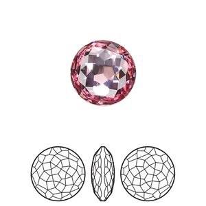 Round stone 48pk light rose foil back, Swarovski&reg; 14mm fancy round 1383