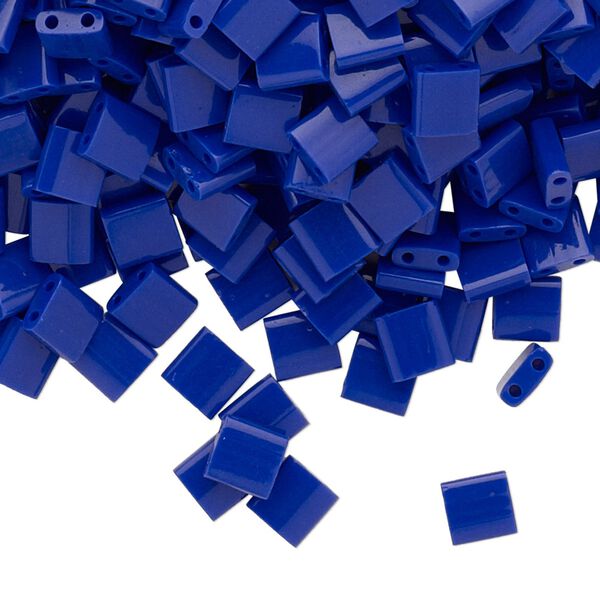 Seed bead, TILA&reg;, glass, pkg/10g, 5mm full tila square, opaque cobalt blue (TL-414). image number 0