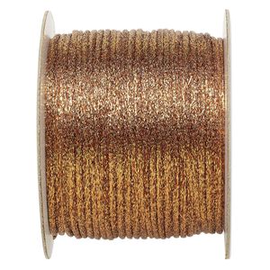 Cord, Satinique&trade;, satin, metallic copper, 2mm. Sold per 432-foot spool.