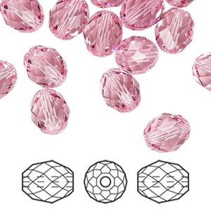 Bead 72pk light rose, Swarovski&reg; 9.5x8mm olive briolette 5044
