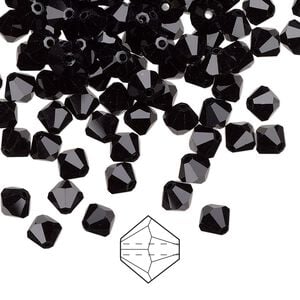 Bead 24pk jet, Preciosa Czech crystal 5mm bicone