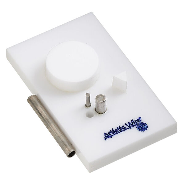 Jig, Artistic Wire&reg; Findings Forms&trade;, Beadalon&reg; 1pkg1, ear wire, acrylic / steel / stainless steel, white and blue, 2 x 1-1/4 inch rectangle with round, 2-piece set. image number 0