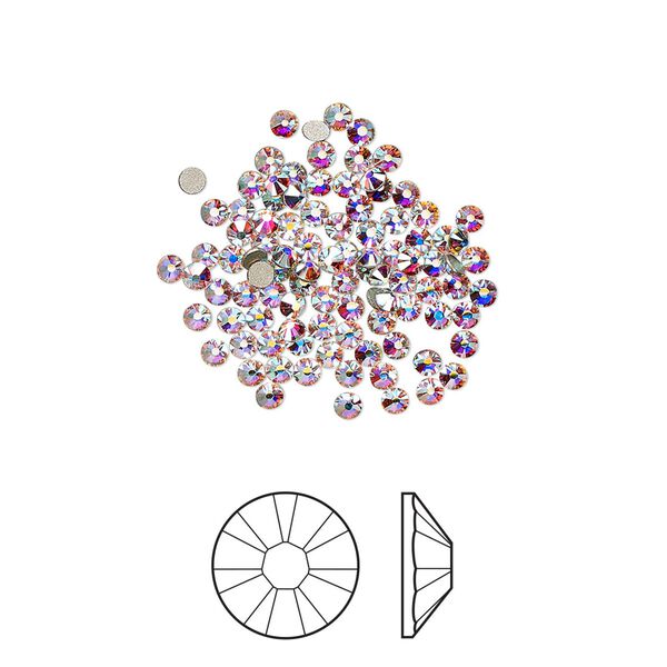 Flat back 1440pk crystal AB foil back, Swarovski&reg; 1.7-1.9mm rose round SS5 2058 image number 0