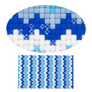 Adhesive sheet, My Style Deco Art&trade;, peel-off, resin and glue, multi-blues and white, 8 x 4-3/4 inch rectangle, 1.8mm thick with chevron design. Sold individually.