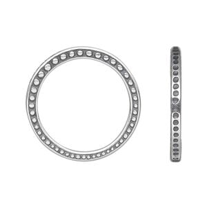 Component, JBB Findings, antique silver-plated pewter (tin-based alloy), 24.5mm double-sided graduated textured round with dot design. Sold per pkg of 2.