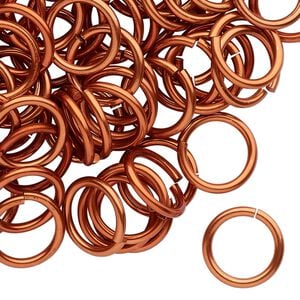 Jump ring 1pkg100 aluminum, 12mm round, 15 gauge / 9.2mm inside diameter / orange copper