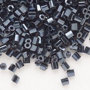 Seed bead, Dyna-Mites&trade;, glass, opaque iris silver, #6 hex 2-cut. Sold per 40-gram pkg.