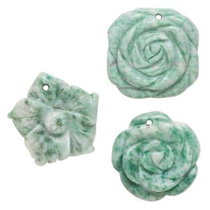 Ching hai "jade" 1pkg3, top-drilled carved flower drop natural mix 24x20mm-25x25mm