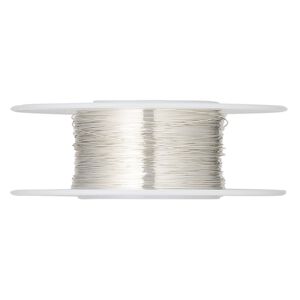Wire, sterling silver, half-hard, round, 32 gauge. Sold per pkg of 1 ounce.