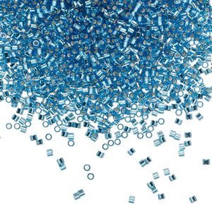 Seed bead, Delica&reg;, glass, pkg/50g, #15 round, transparent silver-lined Capri blue (DBS-0149).