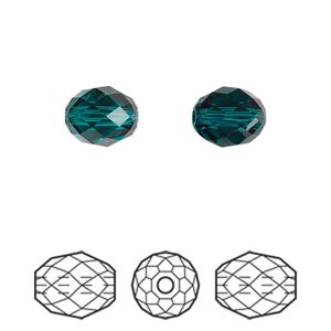Bead 2pk emerald, Crystal Passions&reg; 9.5x8mm olive briolette 5044
