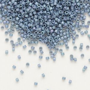 Seed bead, Delica&reg;, glass, pkg/250g, #11 round, opaque matte rainbow steel blue (DB-0376).