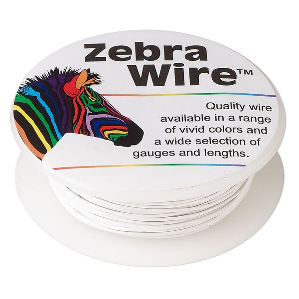 Wire, Zebra Wire&trade;, color-coated copper, white, round, 18 gauge. Sold per 10-yard spool. image number 0