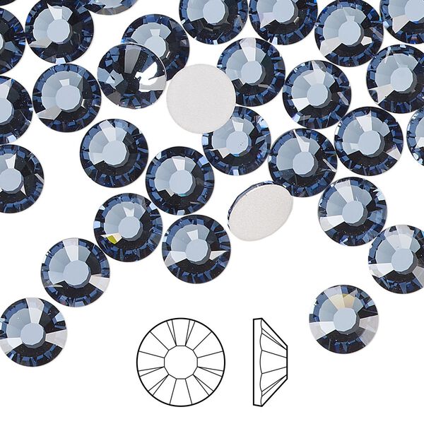 Flat back 12pk denim blue foil back, Preciosa MAXIMA Czech crystal rhinestone 7.069-7.272mm chaton rose round SS34 image number 0