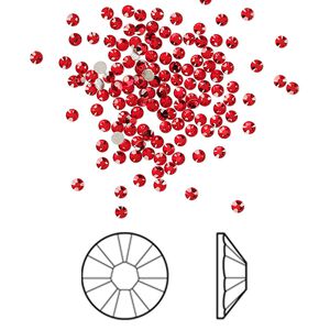 Flat back 1440pk light Siam foil back, Crystal Passions&reg; 1.7-1.9mm rose round SS5 2058
