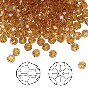 Bead 720pk golden topaz, Swarovski&reg; 4mm round 5000