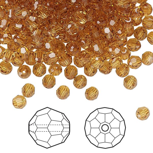 Bead 720pk golden topaz, Swarovski&reg; 4mm round 5000 image number 0