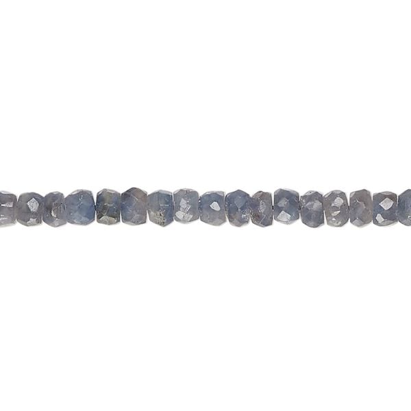 Blue-grey sapphire 1pkg1, hand-cut faceted rondelle bead 14 inch 3x2mm-5x4mm image number 0