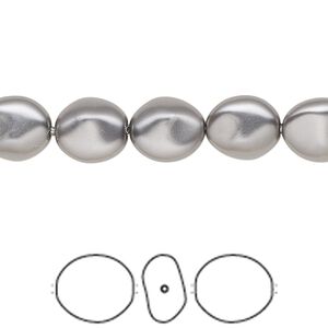 Pearl 250pk dark grey, Swarovski&reg; 10x9mm baroque coin 5842