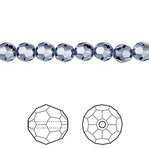 Bead 12pk denim blue, Crystal Passions&reg; 6mm round 5000