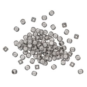 Bead 1pkg100 silver-plated, 4x3mm rounded rectangle, brass antique
