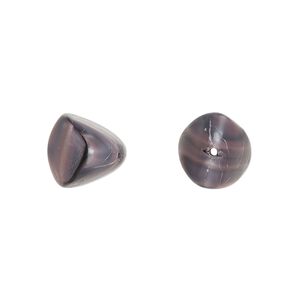 Bead, Czech pressed glass, pink/dark blue, 12x11mm trigon. Sold per 15" to 16" strand.