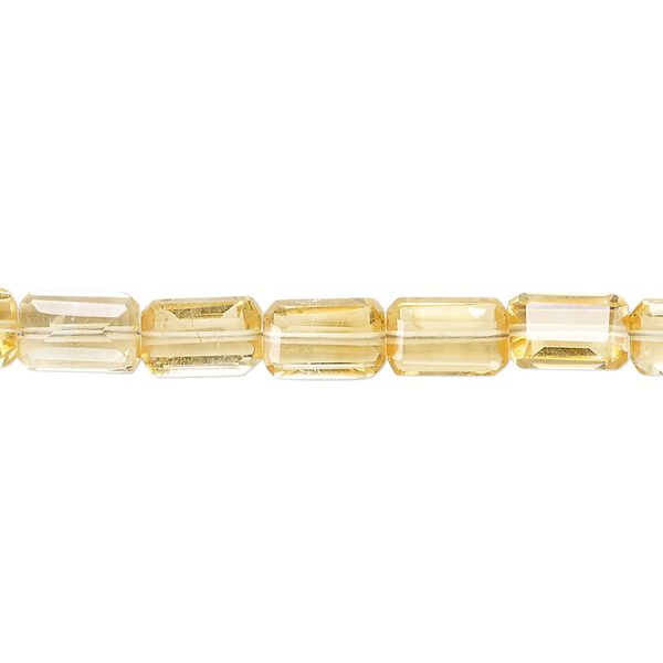 Citrine 1pkg1, hand-cut faceted rectangle bead, 8 inch 8x5mm image number 0