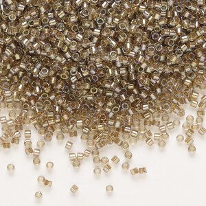 Seed bead, Delica&reg;, glass, pkg/50g, #11 round, translucent moth-lined luster crystal clear (DB-2396).