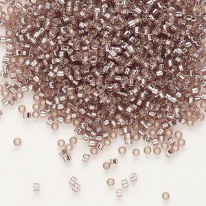 Seed bead, Delica&reg;, glass, pkg/7.5g, #11 round, transparent silver-lined smoky amethyst (DB-0146).