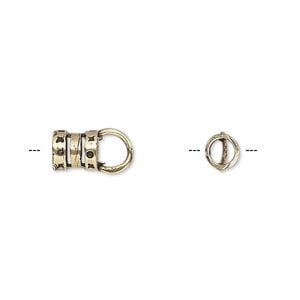 Crimp end 1pkg2 brass, 6.5x6mm tube / loop / 3.8mm inside diameter, antiqued