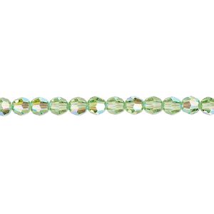Bead 12pk peridot shimmer, Crystal Passions&reg; 4mm round 5000