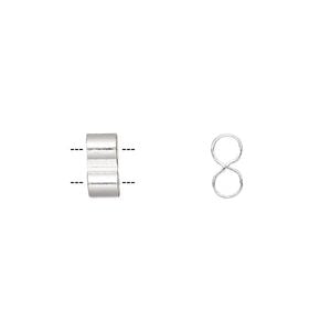 Bead 1pkg10 silver-finished, 8.5x4mm double tube, brass