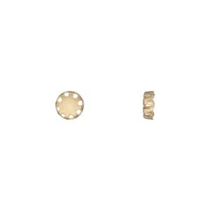 Component, 14Kt gold-filled, 6mm round with 5mm round setting and closed back. Sold per pkg of 2.
