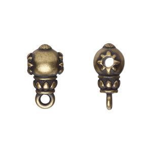 Bead, TierraCast&reg;, "Soulful Spirit" collection, antique brass-plated pewter (tin-based alloy), 12x9mm lotus guru with closed loop. Sold per pkg of 2.