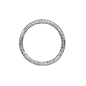 Jump ring 1pkg1 sterling silver, 20mm closed hammered round, 15 gauge / 16.8mm inside diameter / antiqued