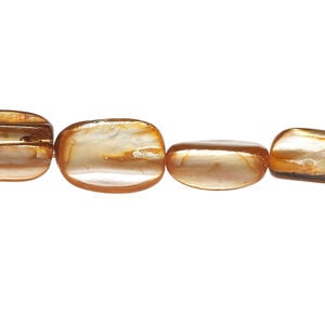 Mother-of-pearl shell 1pkg1, stick bead 14 inch dark orange 13x6mm-16x12mm