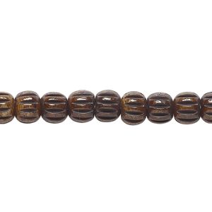 Bead, bone (dyed), antiqued brown and black, 6.5x5.5mm corrugated barrel. Sold per 15-1/2" to 16" strand.