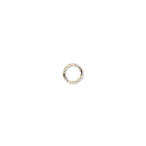 Jump ring 1pkg100 gold-plated, 6mm twisted round, 20 gauge / 4.4mm inside diameter / brass