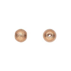 Bead 1pkg16 copper-plated, 8mm round / brushed, copper